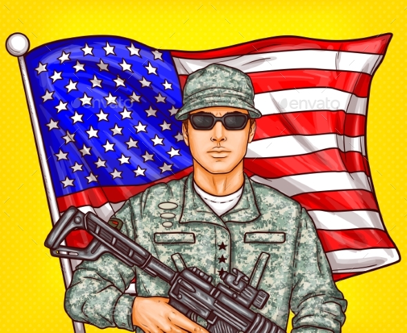 Vector Pop Art Patriotic Illustration a Male
