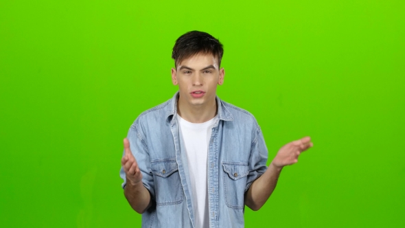 Aggressive Man, He Is Angry at All and Can Not Be Stopped. Green Screen