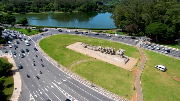 Downtown of Sao Paulo Brazil. Stunning landscape of Ibirapuera park.