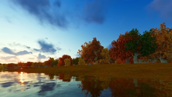 Autum Forest Landscape 3D Render alt