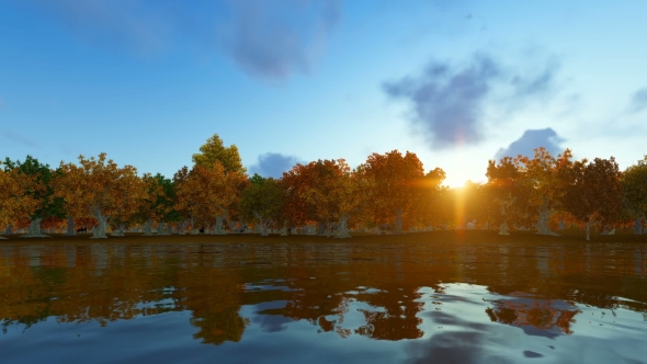 Autum Forest Landscape 3D Render alt