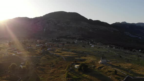 Aerial Shot of the Mountain Village of Korita in Montenegro