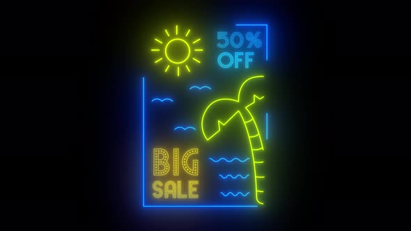 Best Summer Big Sale Neon Sign Alpha Channel