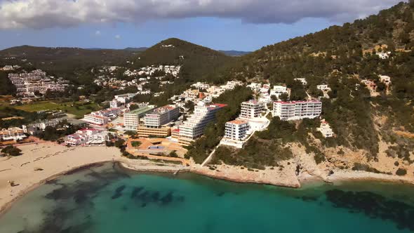 Cala Llonga beach in Ibiza, Spain