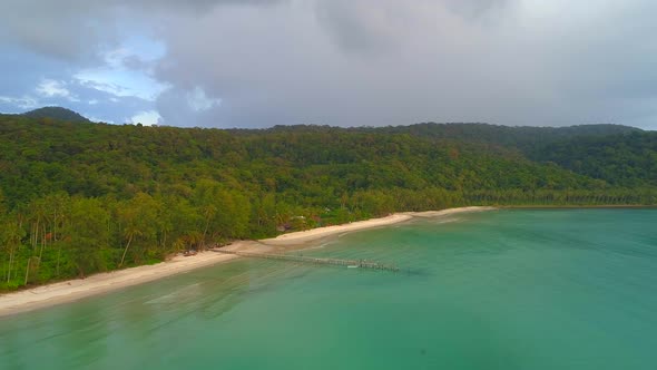 On a tropical beach rain