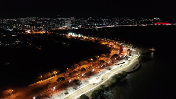 Night landscape of downtown Porto Alegre Rio Grande do Sul Brazil.