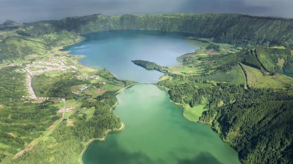 Lush Vegetation on the Shores of the Crater