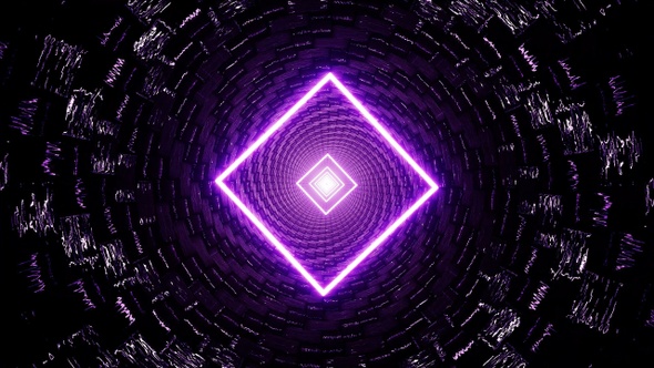 Neon Square Light Spiral Tunnel