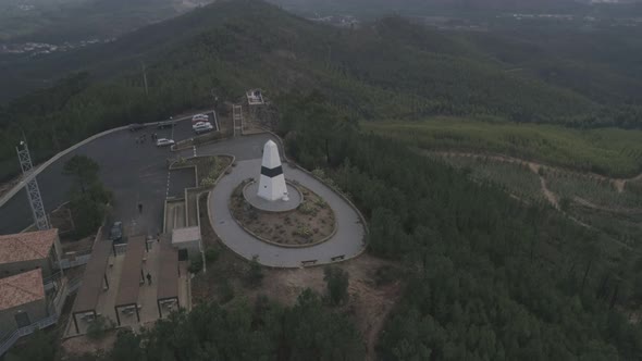 Aerial shot with Drone of Geographical center Picoto Melrica in Vila de Rei