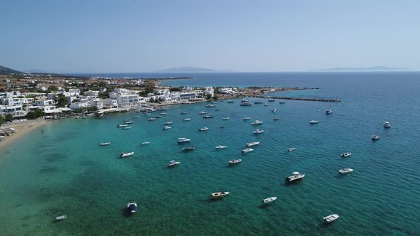 Aliki beach on the island of Naxos in the Cyclades in Greece seen from the sk