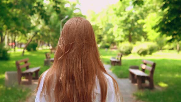 Cheerful Female Going Outdoors