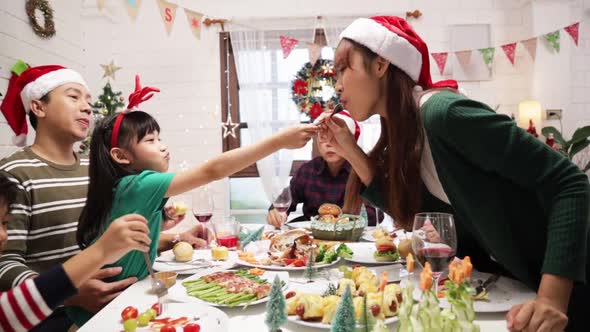 Concept.Asian happy family celebrating Christmas