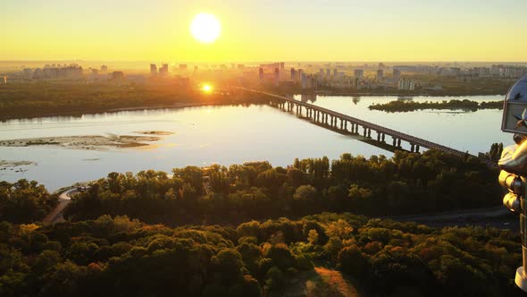 Monument Motherland in the Morning. Kyiv, Ukraine. Aerial View