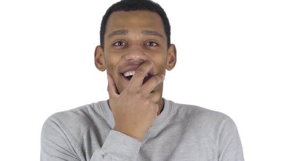 Portrait of AfroAmerican Man Gesturing Shock Astonished