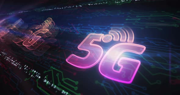 5G high-speed mobile phone network symbol cyber loop concept