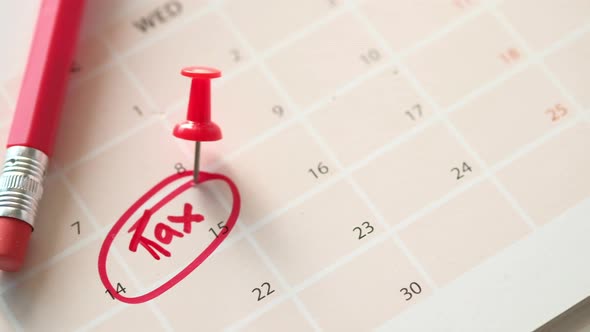 Tax Day Concept with Red Circle on Calendar Date 