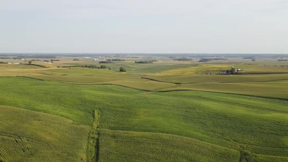 aerial view of fields in the country side in minnesota