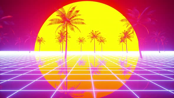 Retrowave Sun and Palms