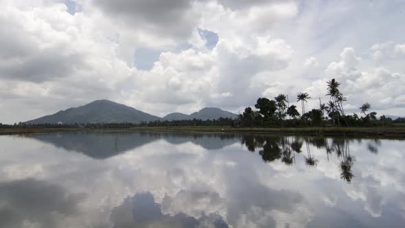 Timelapse white cloud over Bukit Mertajam hill