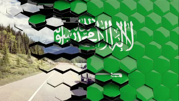 Saudi Arabia Flag Hexagon Transition - 4K Resolution