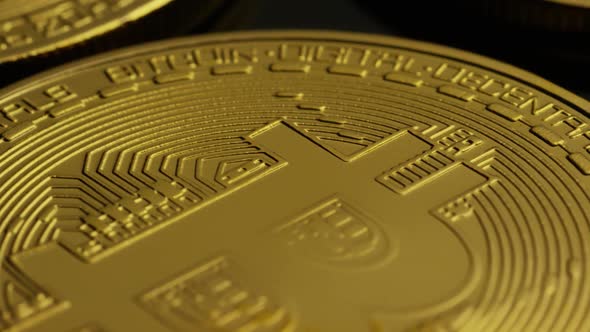 Rotating Shot of Bitcoins