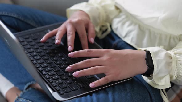 Keyboard Typing Remote Job Woman Hands Laptop