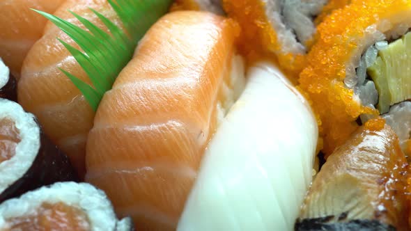 Sushi set on plate Japanese food style