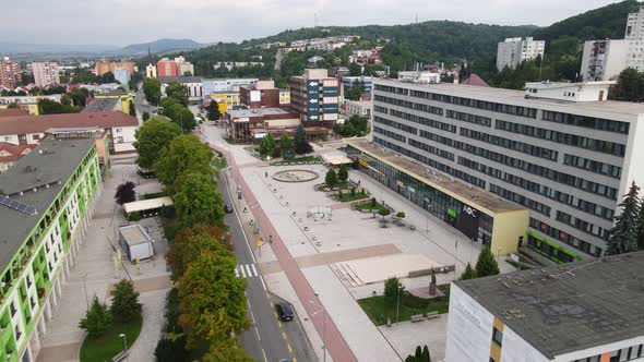 Aerial view of the town of Vranov nad Toplou in Slovakia