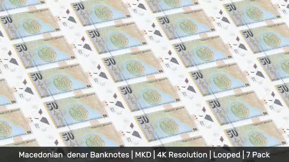 North Macedonia Banknotes Money / Macedonian denar / Currency ден / MKD/ | 7 Pack | - 4K