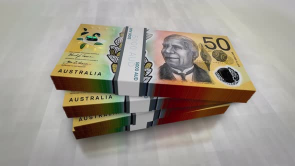 Australian Dollar money banknote pile packs