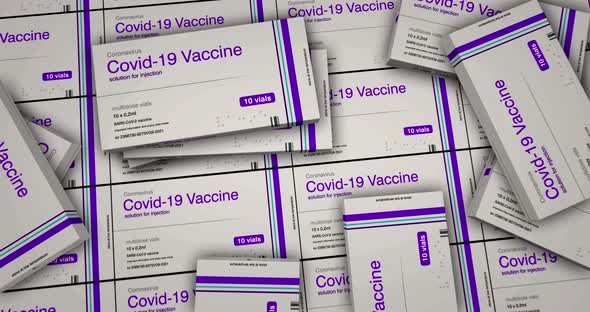 Covid Vaccine doses in packs distribution animation