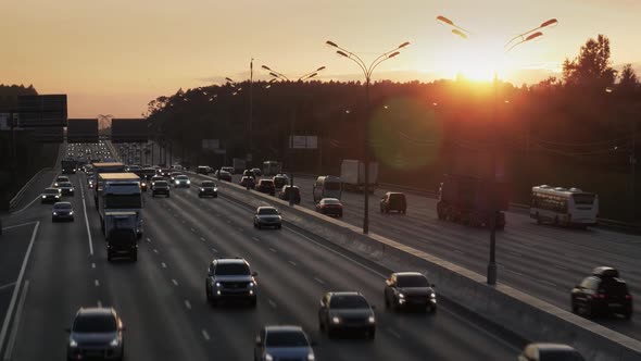 View of the Highway at Sunset
