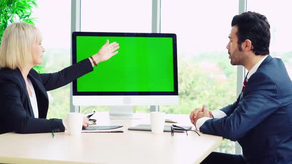 Business People in the Conference Room with Green Screen