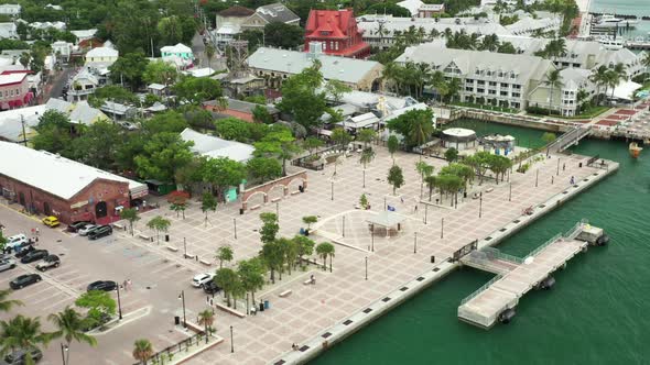 Aerial video Mallory Square Key West FL USA