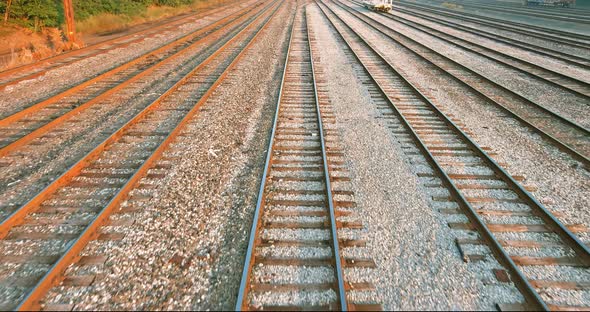 Railway Tracks the Way Forward Railroad Line Cargo Platform