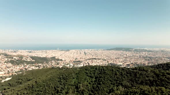 The skyline of Barcelona with the sea 02