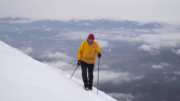 Traveller in the Mountains in Winter