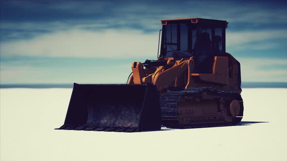 Road Grading Machine on the Salt Desert Road