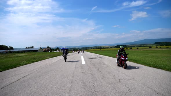 A view of a group of bikers
