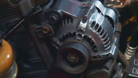 Close-up of Retro Car Electric Generator