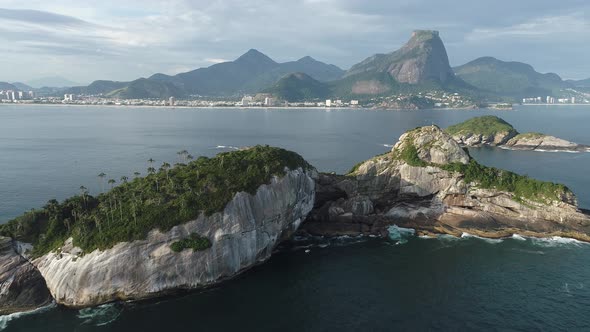 Rio de Janeiro Brazil. Tropical beach scenery. Postalcard of coastal city