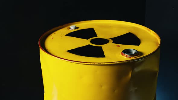 Yellow Metal Barrel with Radioactive Decay Symbol