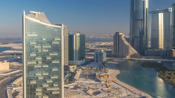 Buildings on Al Reem Island in Abu Dhabi Timelapse From Above