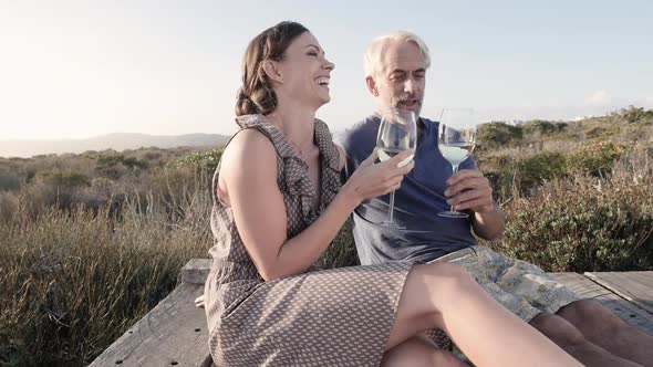 Man and woman drinking