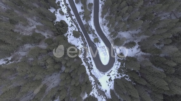 Winter street with drone