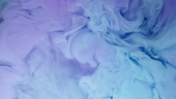 Pastel Blue Purple Pink Acrylic Paint Drop Motion in Underwater