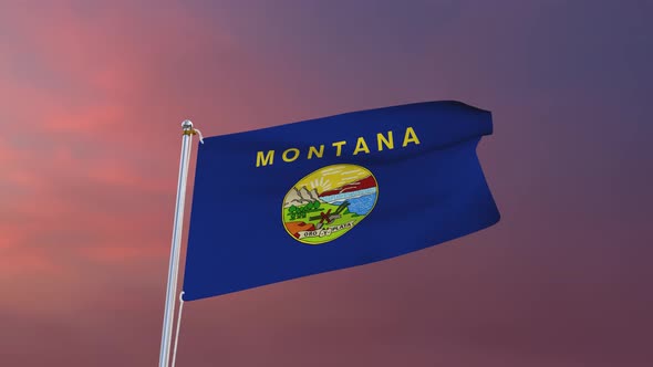 Flag Of Montana Waving 4k