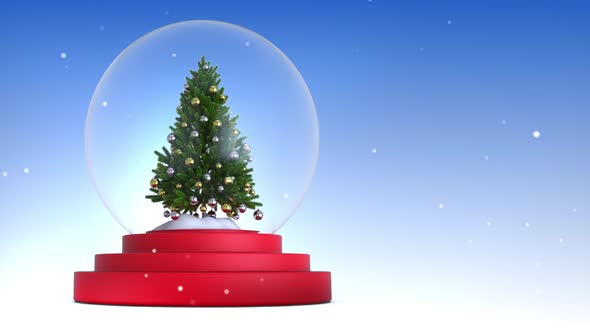Christmas Snow Globe With Blue Background