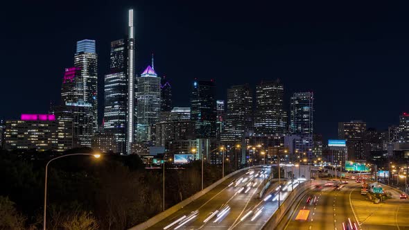 Downtown Philadelphia, Pennsylvania Skyline at Night