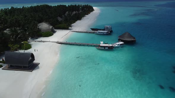 Scenic Aerial Drone Fly Over Maldives Resort